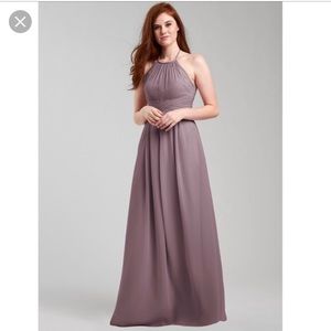 Plum halter bridesmaid dress